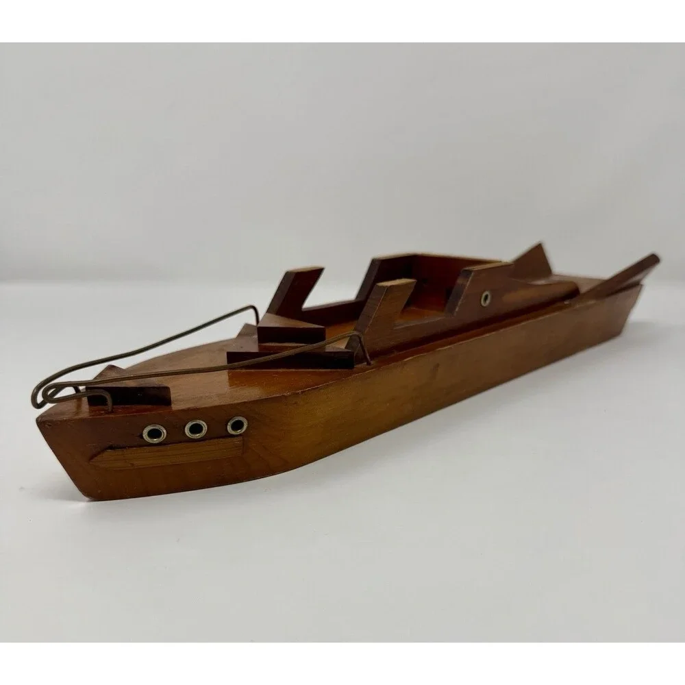 Hand made Wooden Boat Model Ship Decor, Brown